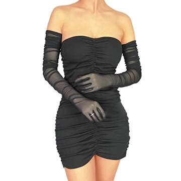 XXDingbs Women's Sexy Sheer Gloves Mesh Tulle Super Long Gloves Opera Christmas Costume Party Dance Gloves