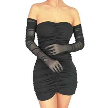 XXDingbs Women's Sexy Sheer Gloves Mesh Tulle Super Long Gloves Opera Christmas Costume Party Dance Gloves