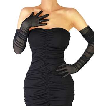 XXDingbs Women's Sexy Sheer Gloves Mesh Tulle Super Long Gloves Opera Christmas Costume Party Dance Gloves