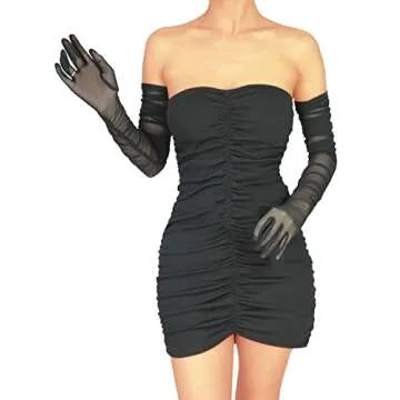 XXDingbs Women's Sexy Sheer Gloves Mesh Tulle Super Long Gloves Opera Christmas Costume Party Dance Gloves