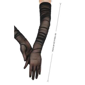 XXDingbs Women's Sexy Sheer Gloves Mesh Tulle Super Long Gloves Opera Christmas Costume Party Dance Gloves