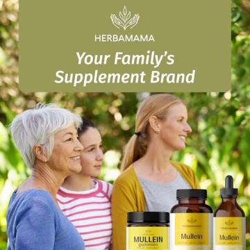 HERBAMAMA Mullein Leaf Capsules - 1200mg Mullein Leaves for Lung Detox & Cleanse - Vegan, Non-GMO Respiratory Lung Support Supplement, 100 Caps