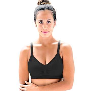 Nursing Bras (3 Pack) One-Hand Access, Adjustable Shoulder Straps, Easy Drop Cups for Motherhood Breastfeeding; Includes Reusable Bamboo Nursing Pads and Bra Extenders