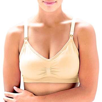 Nursing Bras (3 Pack) One-Hand Access, Adjustable Shoulder Straps, Easy Drop Cups for Motherhood Breastfeeding; Includes Reusable Bamboo Nursing Pads and Bra Extenders