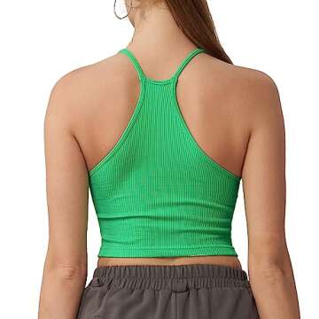 Attifall Ribbed Crop Tank Top - Seamless Racerback Style