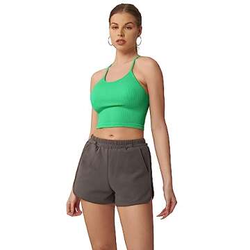 Attifall Ribbed Crop Tank Top - Seamless Racerback Style