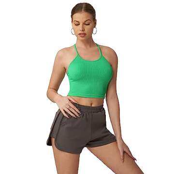 Attifall Ribbed Crop Tank Top - Seamless Racerback Style