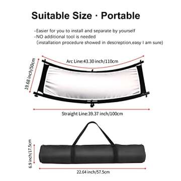 SOONPHO Clamshell Light Reflector Diffuser 43x20inch/110x50cm with Carry Bag, Arclight Curved Lighti...