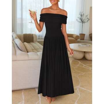 ZESICA Women's Off The Shoulder Maxi Dress – Summer Casual and Formal Wear