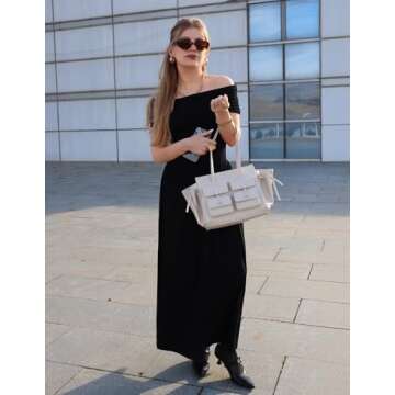 ZESICA Women's Stylish Off The Shoulder Maxi Dress