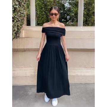 ZESICA Women's Stylish Off The Shoulder Maxi Dress