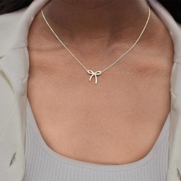 Risamil 14K Gold Bow Necklace for Women