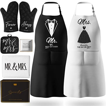 Mr and Mrs Aprons for Couples Gifts - Anniversary, Bridal Shower, Wedding, Engagement gifts for Coup...