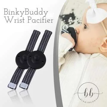 BinkyBuddy Wrist Pacifier w/Fabric Band - Self-Soothing Gift for Babies