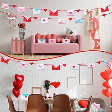 32 Feet Valentine's Day Decor Love Letter Garland Valentine's Banner Classroom Decor for Mantel Romantic Wedding Garland Anniversary Party Supplies