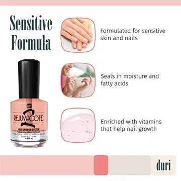 duri Rejuvacote 2 Nail Growth System Sensitive Formula - Nail Hardener and Strengthener for Brittle, Breaking, Splitting Nail Repair - 0.61 fl. oz.