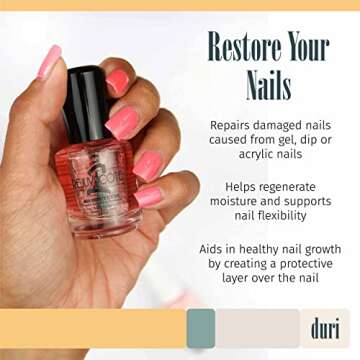 duri Rejuvacote 2 Nail Growth System Sensitive Formula - Nail Hardener and Strengthener for Brittle, Breaking, Splitting Nail Repair - 0.61 fl. oz.