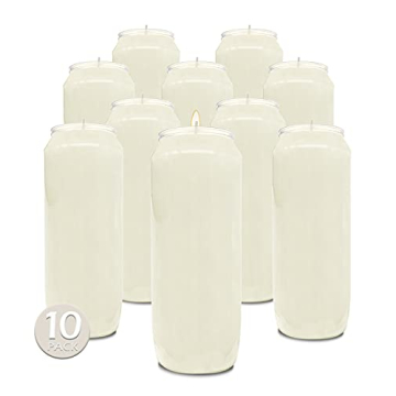 9 Day White Prayer Candles, 10 Pack - 7" Tall Pillar Candles for Religious, Memorial, Party Decor, V...