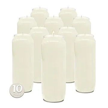 9 Day White Prayer Candles, 10 Pack - 7" Tall Pillar Candles for Religious, Memorial, Party Decor, V...