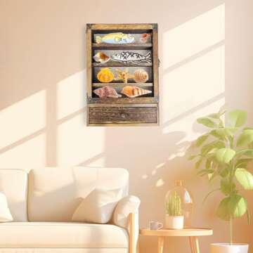 LITAITAI 11 x 14inch Shadow Box Frame with 1 Drawer 3 Removable Shelfs–Wooden Acrylic Display Case...