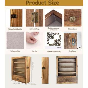 LITAITAI 11 x 14inch Shadow Box Frame with 1 Drawer 3 Removable Shelfs–Wooden Acrylic Display Cases, for Wall Mount and Tabletop Display Picture Flower Keepsake (Carbon)