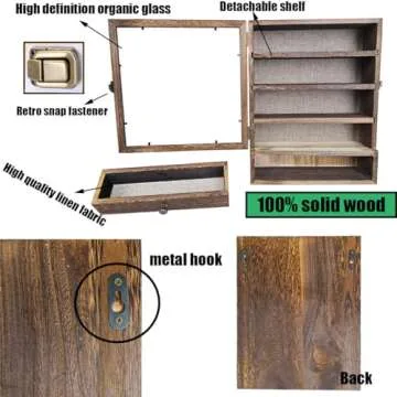 LITAITAI 11 x 14inch Shadow Box Frame with 1 Drawer 3 Removable Shelfs–Wooden Acrylic Display Cases, for Wall Mount and Tabletop Display Picture Flower Keepsake (Carbon)