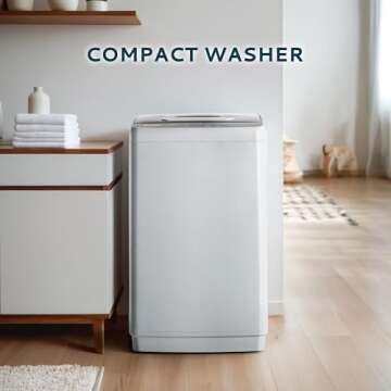 Euhomy Home Washer, Small Portable Washer 0.9 Cubic Feet with 10 Programs 5 Water Levels, Drain Pump and LED Display, Compact Washer for Apartments and RVs, Light Gray