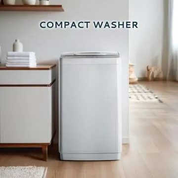 Euhomy Home Washer, Small Portable Washer 0.9 Cubic Feet with 10 Programs 5 Water Levels, Drain Pump and LED Display, Compact Washer for Apartments and RVs, Light Gray