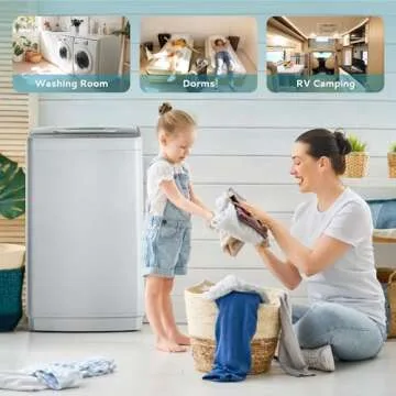 Euhomy Home Washer, Small Portable Washer 0.9 Cubic Feet with 10 Programs 5 Water Levels, Drain Pump and LED Display, Compact Washer for Apartments and RVs, Light Gray