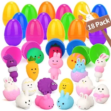 Opawel Easter Basket Stuffers - 18 Pcs Mochi Squishy Toys Easter Egg Fillers for Fun Hunts!