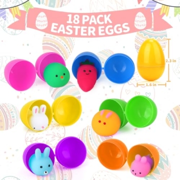 Opawel 18 Pcs Easter Egg Stuffers with Squishy Toys