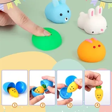 Opawel 18 Pcs Easter Egg Stuffers with Squishy Toys