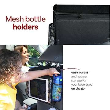 lebogner Insulated Car Seat Back Organizer + iPad And Tablet Holder, Auto Driver Or Passenger Accessories Organizer, Vehicle Front Seat Caddy, Personal Travel Cooler Storage Bag For Adults & Kids