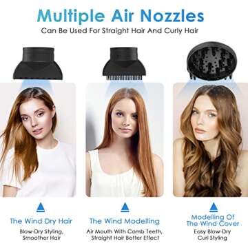 GOODGAD Ionic Hair Dryer 1800W Professional Blow Dryer with Diffuser for Fast Drying and Hair Care