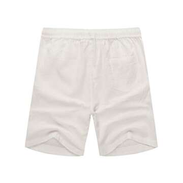 COOFANDY Men's Flat Front Linen Shorts Lightweight Drawstring Summer Beach Shorts