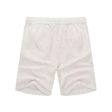 COOFANDY Men's Flat Front Linen Shorts Lightweight Drawstring Summer Beach Shorts