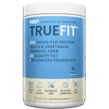 RSP TrueFit Gut Healthy Protein Powder - Delicious Grass-Fed Meal Replacement Shake with Probiotics,...