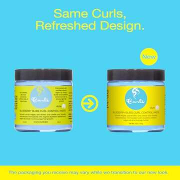 Curls Blueberry Bliss Control Paste - 4 fl oz, For Wavy, Curly, and Coily Hair Types, Smoothes Out and Slicks Down Edges, Tames Frizz & Adds Sheen