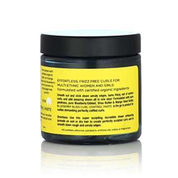 Curls Blueberry Bliss Control Paste - 4 fl oz, For Wavy, Curly, and Coily Hair Types, Smoothes Out and Slicks Down Edges, Tames Frizz & Adds Sheen