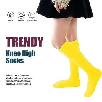 UTTPLL Kids Knee High Yellow Sports Socks for Ages 0-9