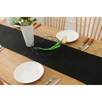 Dinning Table Runner 12 x 36 Inches Farmhouse Kitchen Coffee Burlap Table Runner for Holiday Party, Black