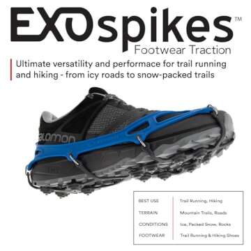 Kahtoola EXOspikes Footwear Traction for Winter Hiking & Running in Snow, Ice & Rocky Terrain - Blue...