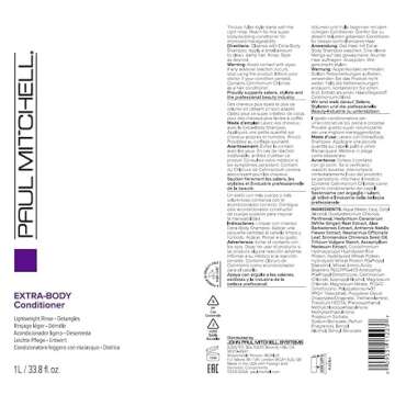Paul Mitchell Extra-Body Conditioner, Detangles + Volumizes, For Fine Hair, 33.8 fl. oz.