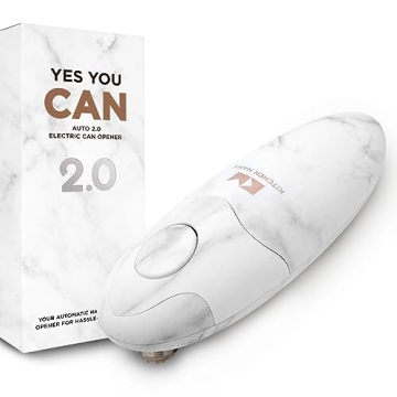 Kitchen Mama Auto 2.0 Electric Can Opener: Smooth Edge, Hands-Free, Food-Safe, Battery Operated,