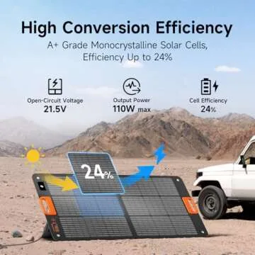 110W Portable Solar Panel for Jackery/EF/Bluetti/Anker/Goal Zero Power Station, IP68 Waterproof, 24%...