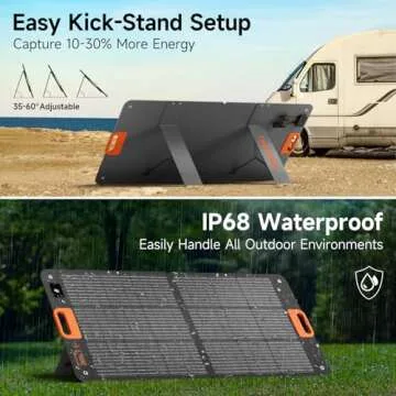 110W Portable Solar Panel for Jackery/EF/Bluetti/Anker/Goal Zero Power Station, IP68 Waterproof, 24% Efficiency, MC4 Output, ETFE Foldable Solar Charger with Adjustable Kickstand for Camping Outdoor
