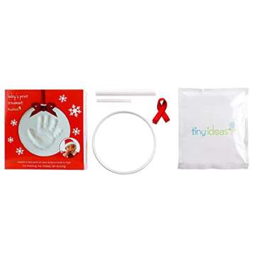 Tiny Ideas Baby's Handprint or Footprint Christmas Ornament, Easy No-Bake Keepsake Kit, Creative Hol...