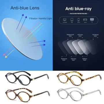 JOVAKIT Retro Oval Blue Light Blocking Glasses for Women