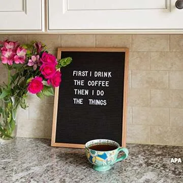 Felt Letter Board with 650 Letters, Numbers & Symbols - 12x16 Inch Changeable Message Board with Oak Wooden Frame, Plus Free Letter Bag