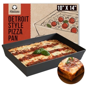 Chef Pomodoro Detroit Style Pizza Pan, 10 x 14 inch, Hard Anodized Rectangular Aluminum Deep Dish Pi...